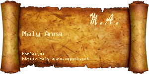 Maly Anna névjegykártya